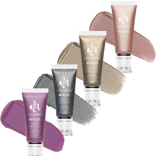 Danessa Myricks Colorfix Metallics (végane), fard à paupières, lèvres, couleurs de fard à joues, waterproof