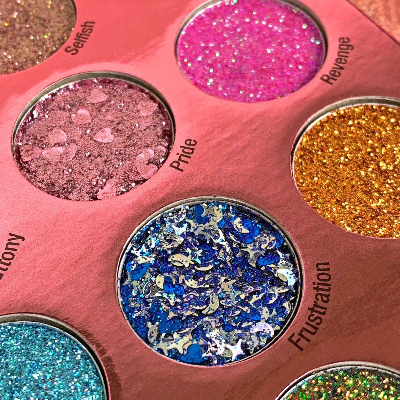 Rude Cosmetics, Sin of Glittony - 15  gepresste Glitzerlidschatten (vegan)